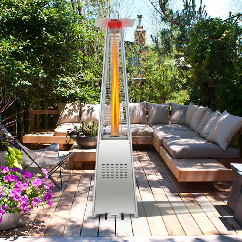 42000 -BTU Silver Stainless Steel Floorstanding Liquid Propane Patio Heater