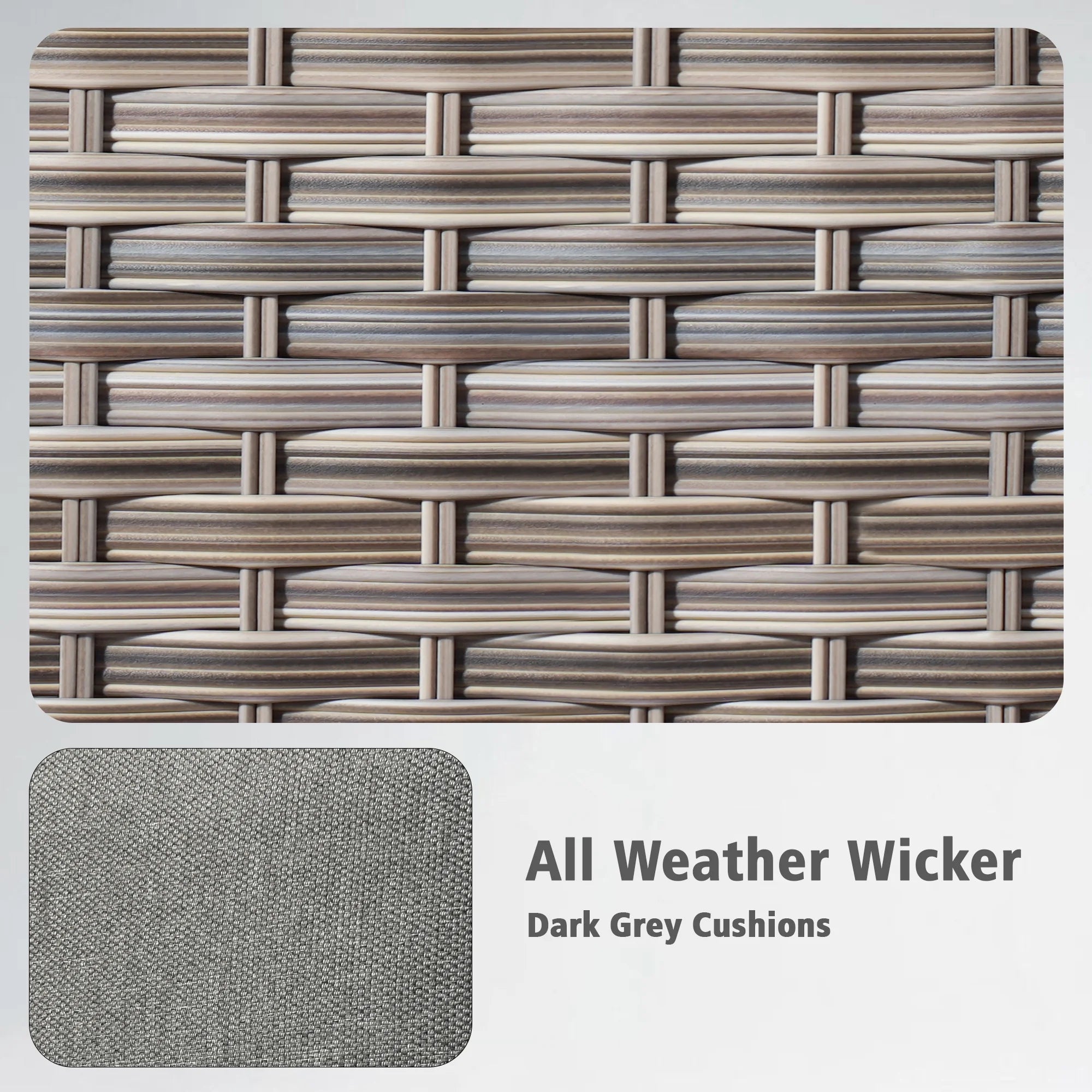 5 Pieces Outdoor Patio Furniture Set High-Back Rattan Wicker Conversation Set Outdoor Sectional with Swivel Chairs & Solar Light Coffee Table, Dark Grey