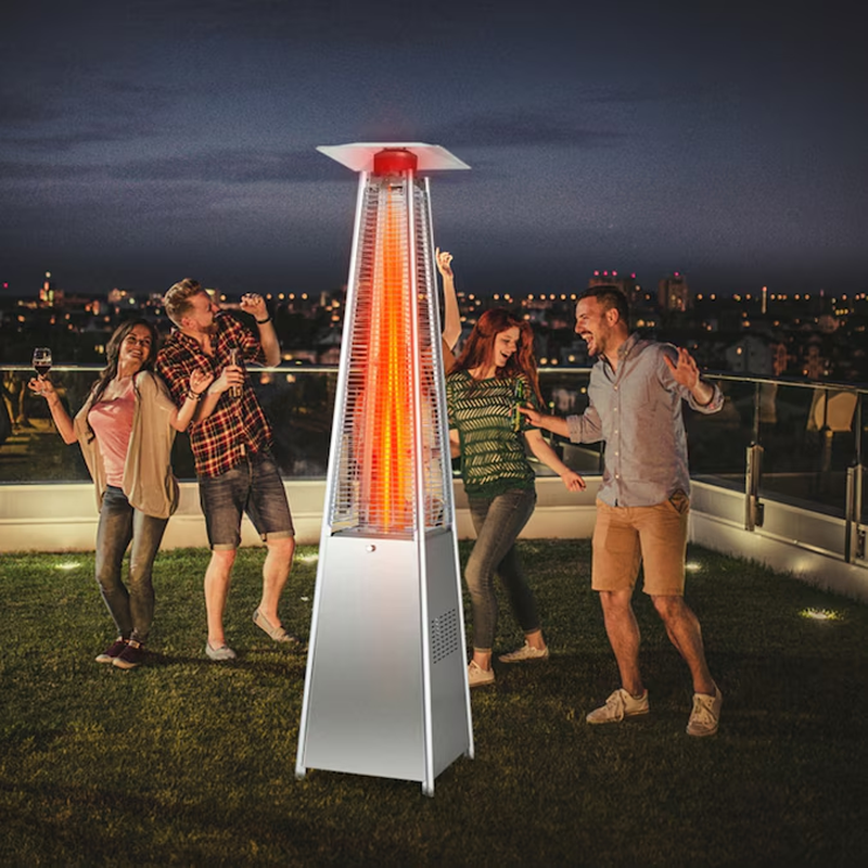 42000 -BTU Silver Stainless Steel Floorstanding Liquid Propane Patio Heater