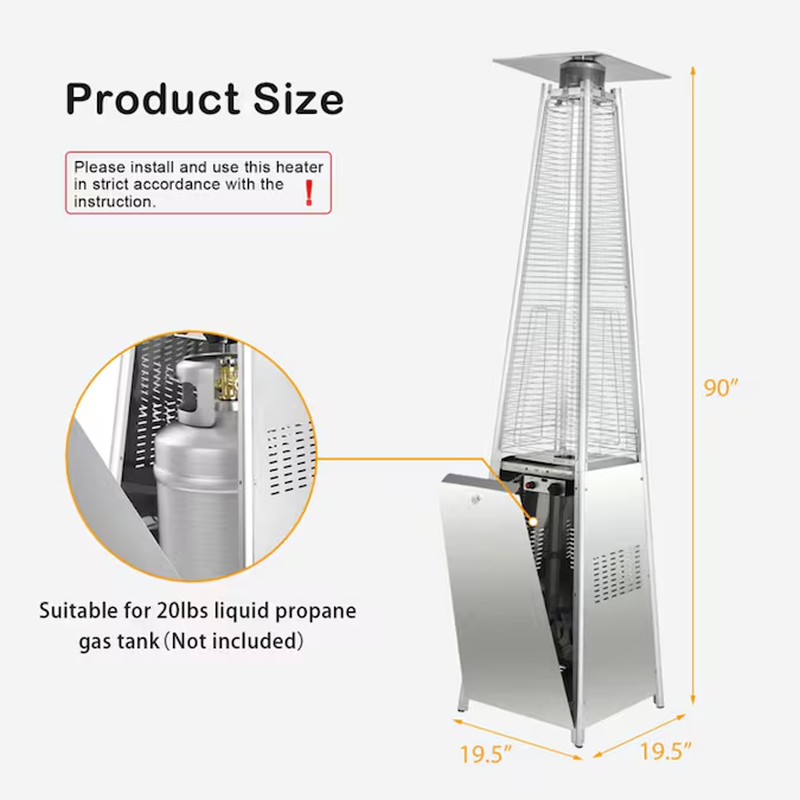 42000 -BTU Silver Stainless Steel Floorstanding Liquid Propane Patio Heater