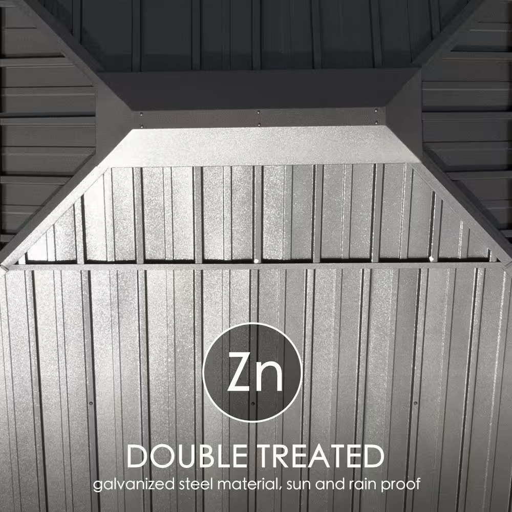 Apollo 12 Ft. X 18 Ft. Wood like Aluminum Hardtop Gazebo with Galvanized Steel Roof and Mosquito Net