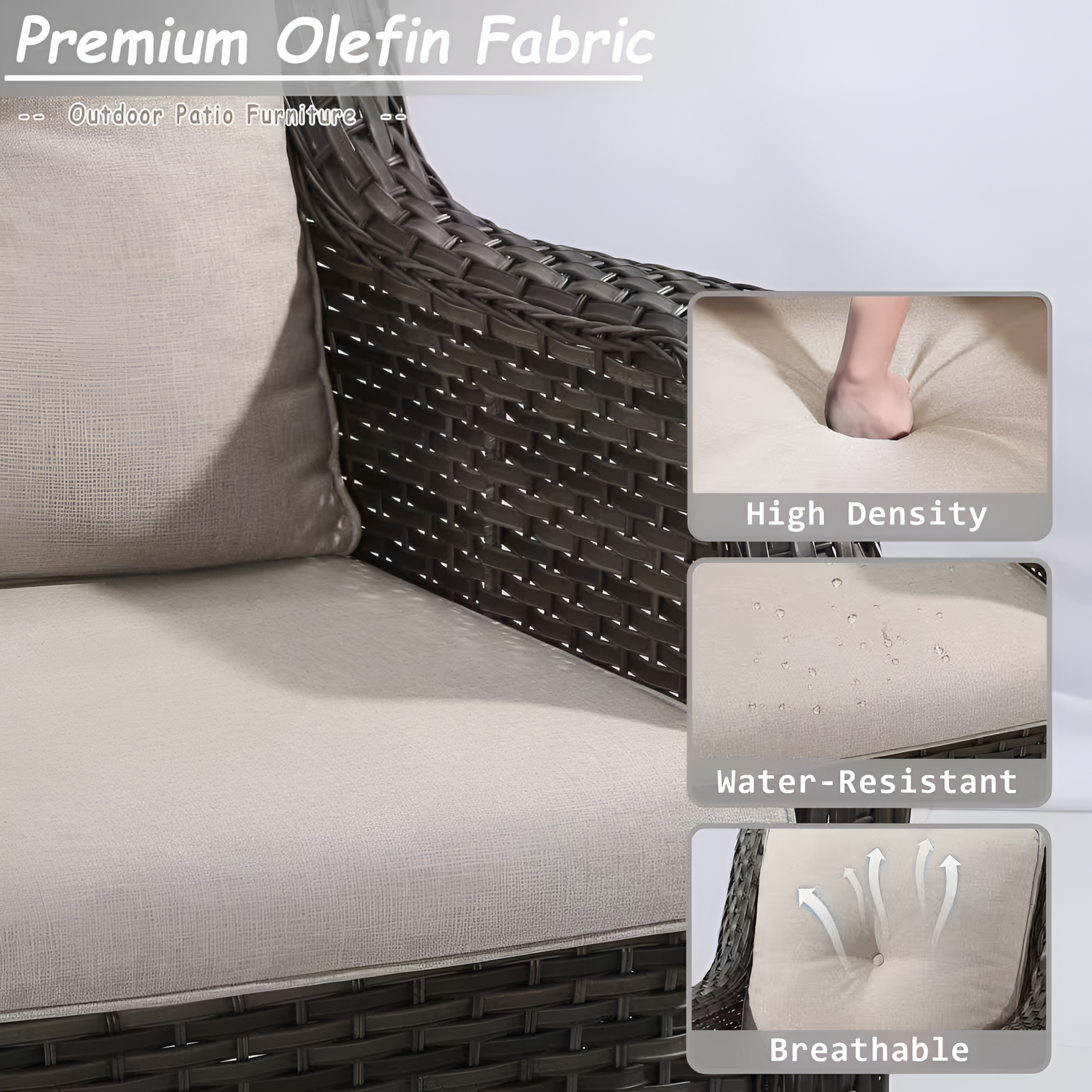 6-Pieces Wicker Outdoor Patio Furniture Set Rattan Chair Wicker Set with Beige Cushion
